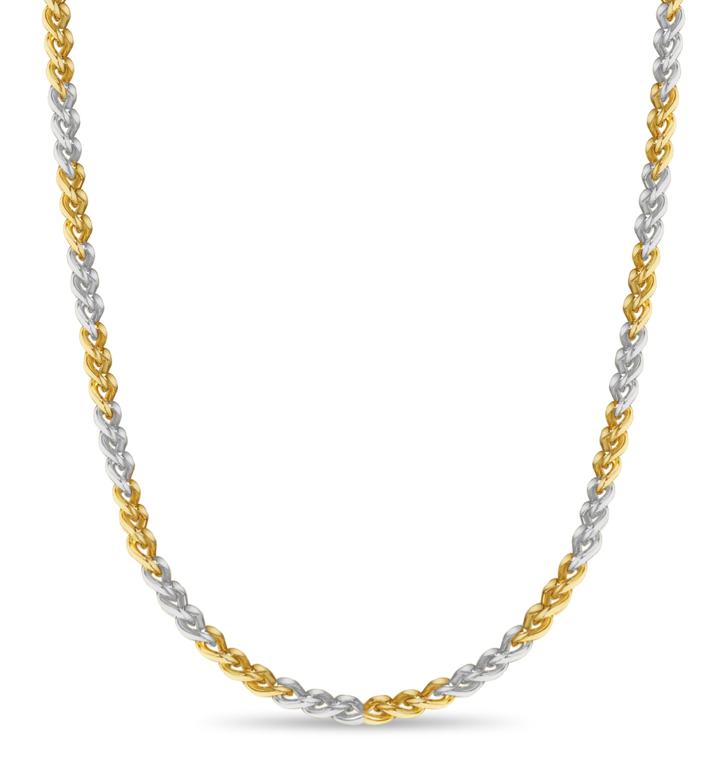 Curb Solid White/Yellow/Rose Gold Handmade Necklace , 8mm, 16-30 Inch