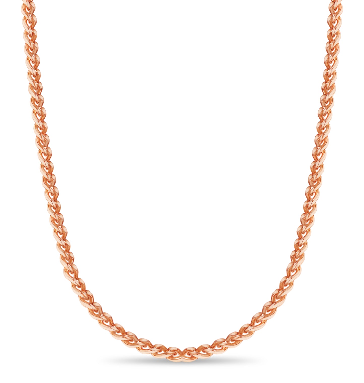 Curb Solid White/Yellow/Rose Gold Handmade Necklace , 8mm, 16-30 Inch