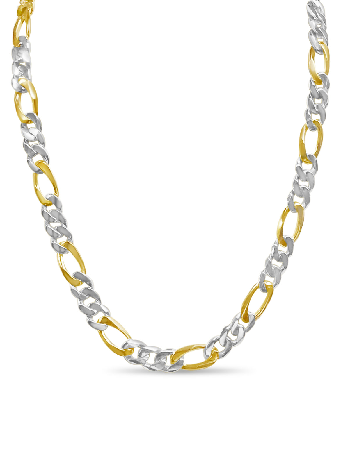 Figaro Solid White/Yellow/Rose Gold Handmade Necklace , 12mm, 16-30 Inch