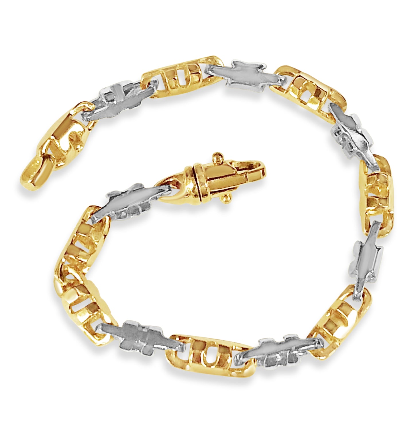 Anchor Mariner Solid White/Yellow/Rose Gold Handmade Bracelet , 6mm, 6.5-10 Inch