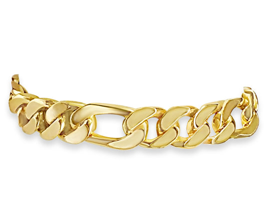 Figaro Solid White/Yellow/Rose Gold Handmade Bracelet , 7mm, 6.5-10 Inch