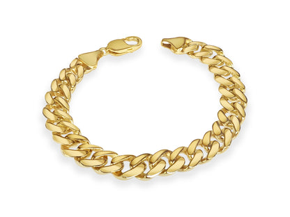 Curb Solid White/Yellow/Rose Gold Handmade Bracelet , 11mm, 6.5-10 Inch