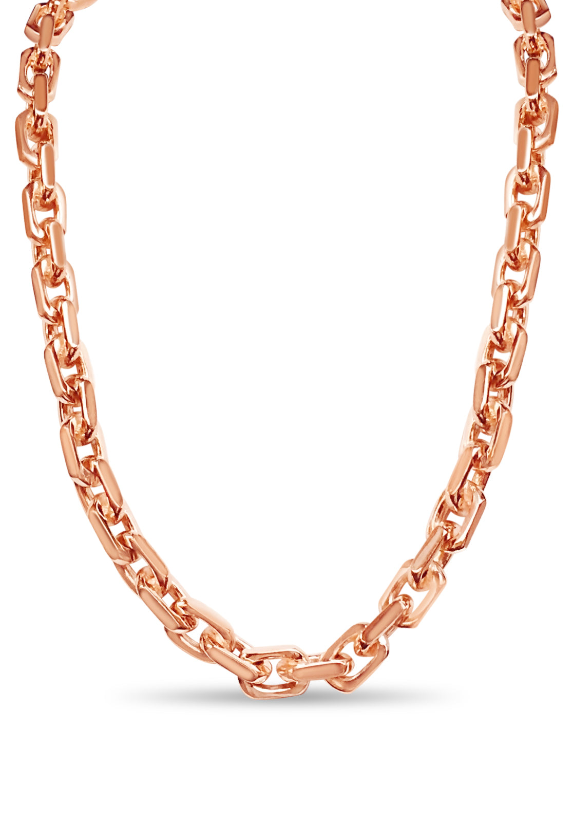 Fancy Rolo Solid White/Yellow/Rose Gold Handmade Necklace , 11mm, 16-30 Inch