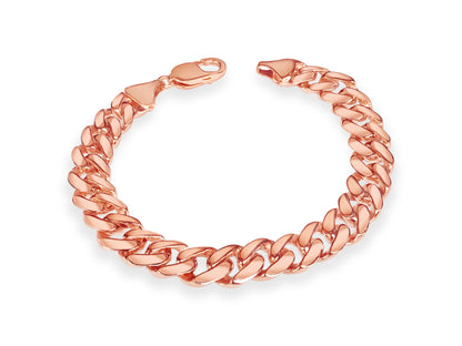 Curb Solid White/Yellow/Rose Gold Handmade Bracelet , 11mm, 6.5-10 Inch