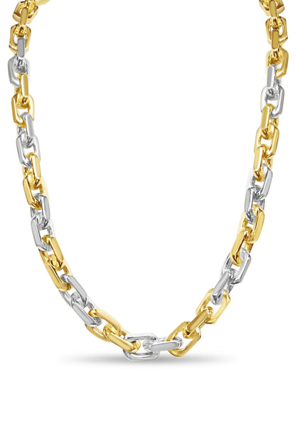 Fancy Rolo Solid White/Yellow/Rose Gold Handmade Necklace , 11mm, 16-30 Inch