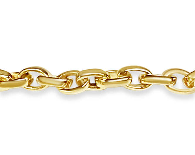 Oval Rolo Solid White/Yellow/Rose Gold Handmade Bracelet , 6mm, 6.5-10 Inch