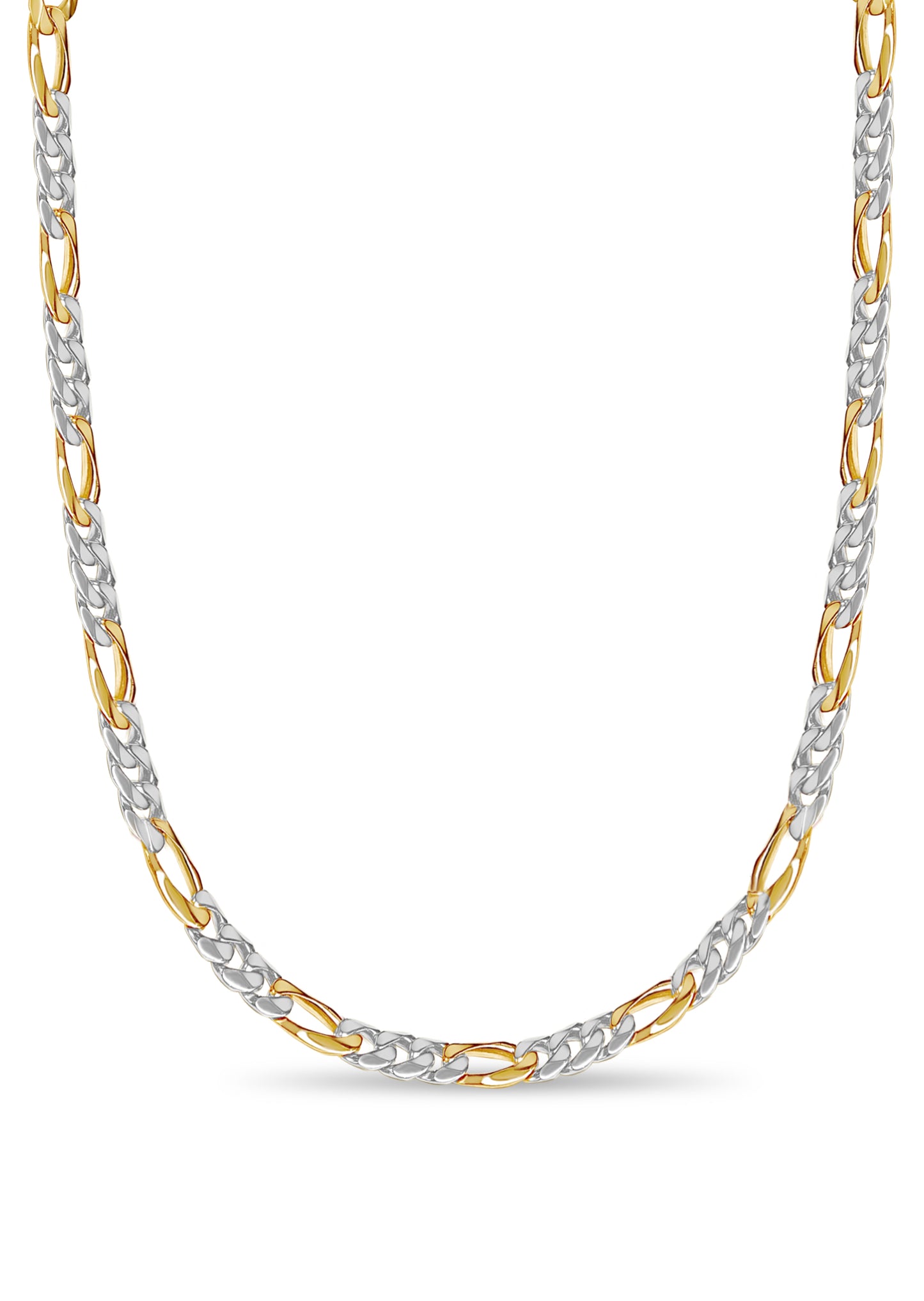 Figaro Solid White/Yellow/Rose Gold Handmade Necklace , 9mm, 16-30 Inch