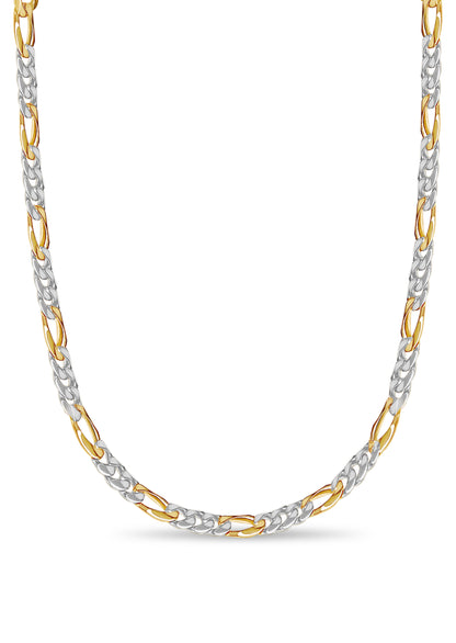 Figaro Solid White/Yellow/Rose Gold Handmade Necklace , 9mm, 16-30 Inch