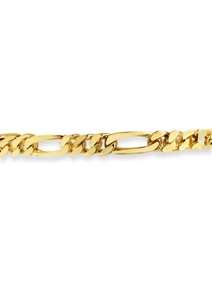 Figaro Solid White/Yellow/Rose Gold Handmade Bracelet , 7mm, 6.5-10 Inch