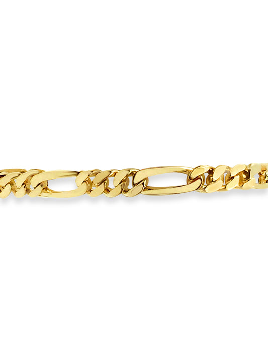 Figaro Solid White/Yellow/Rose Gold Handmade Bracelet , 7mm, 6.5-10 Inch