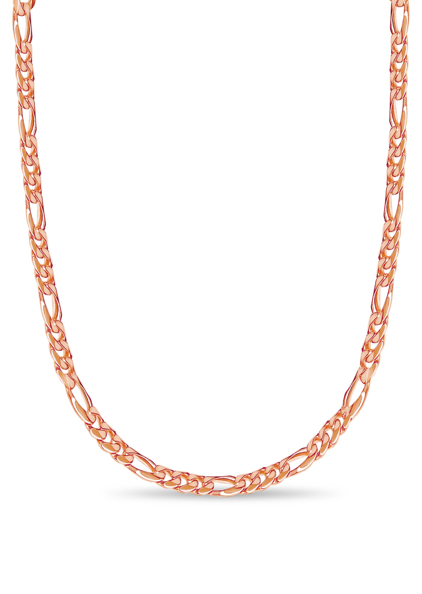 Figaro Solid White/Yellow/Rose Gold Handmade Necklace , 9mm, 16-30 Inch