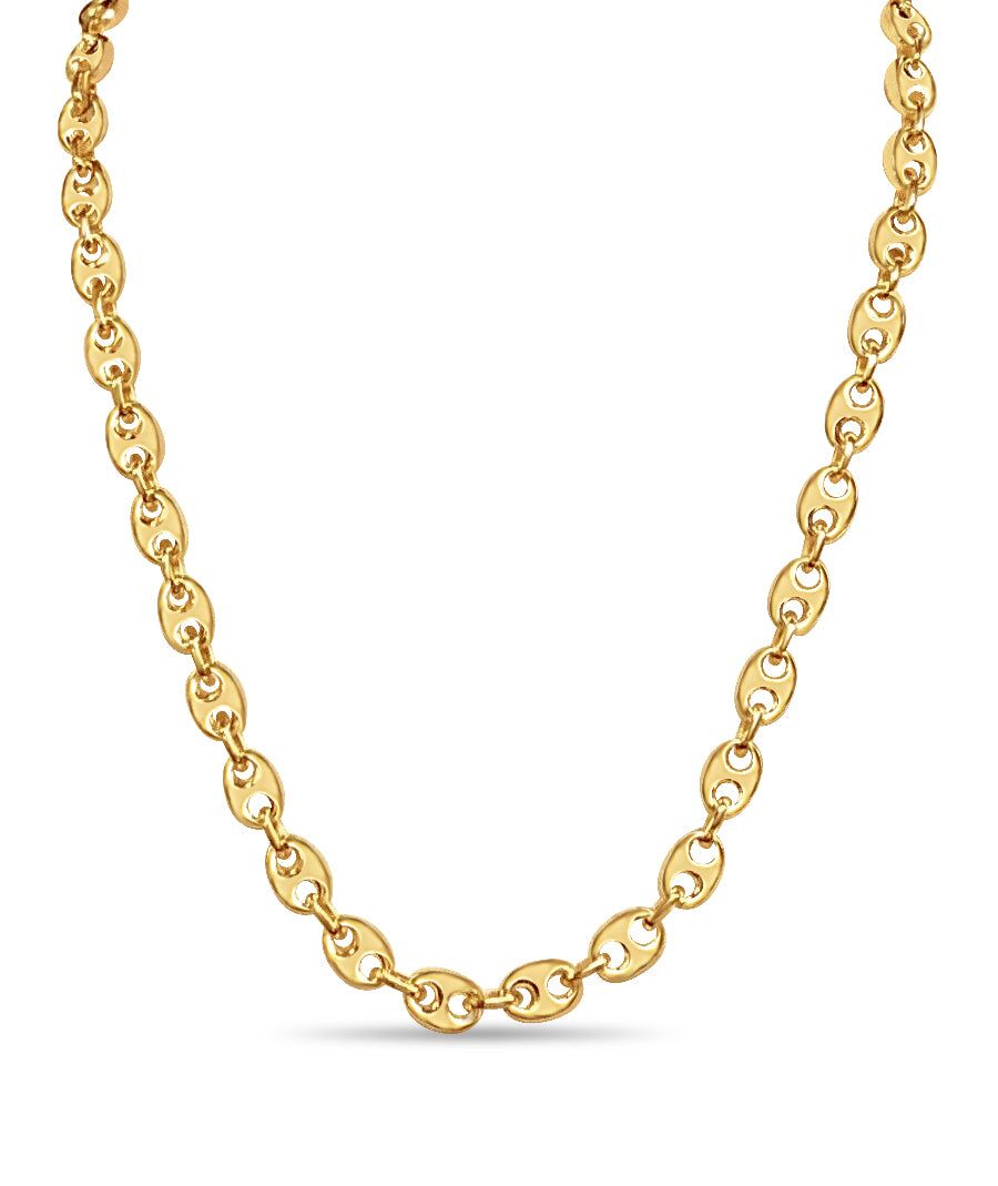 Mariner Solid White/Yellow/Rose Gold Handmade Necklace , 7mm, 16-30 Inch