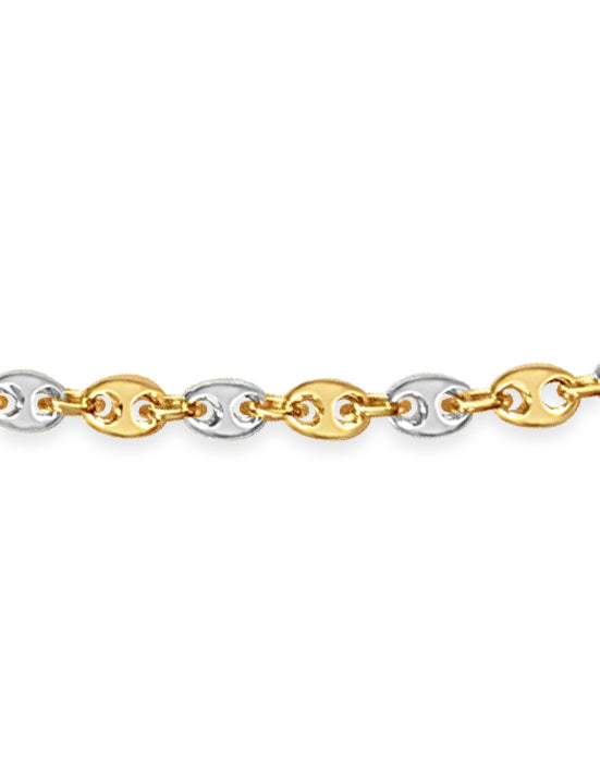 Mariner Solid White/Yellow/Rose Gold Handmade Bracelet , 7mm, 6.5-10 Inch