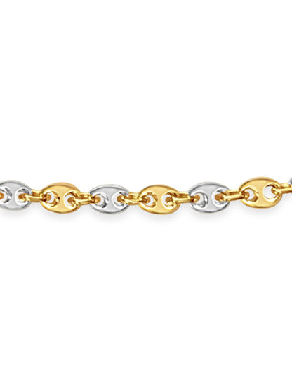 Mariner Solid White/Yellow/Rose Gold Handmade Bracelet , 7mm, 6.5-10 Inch