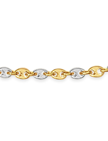 Mariner Solid White/Yellow/Rose Gold Handmade Bracelet , 7mm, 6.5-10 Inch