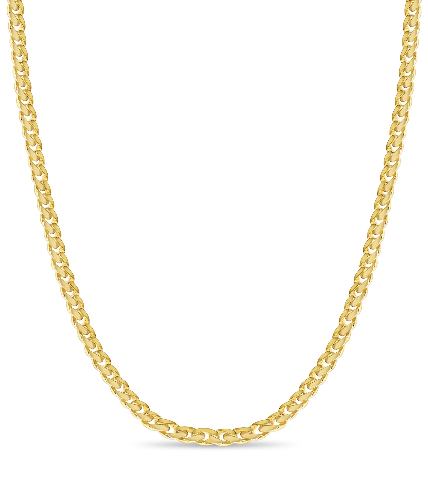 Curb Solid White/Yellow/Rose Gold Handmade Necklace , 11mm, 16-30 Inch