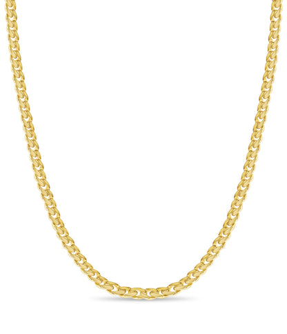 Curb Solid White/Yellow/Rose Gold Handmade Necklace , 11mm, 16-30 Inch