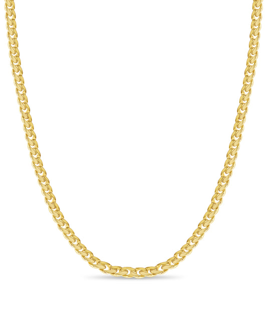 Curb Solid White/Yellow/Rose Gold Handmade Necklace , 11mm, 16-30 Inch