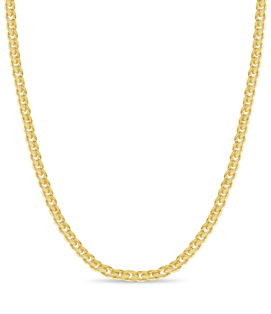 Curb Solid White/Yellow/Rose Gold Handmade Necklace , 11mm, 16-30 Inch