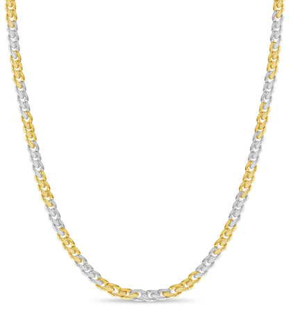 Curb Solid White/Yellow/Rose Gold Handmade Necklace , 11mm, 16-30 Inch