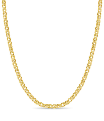 Curb Solid White/Yellow/Rose Gold Handmade Necklace , 11mm, 16-30 Inch
