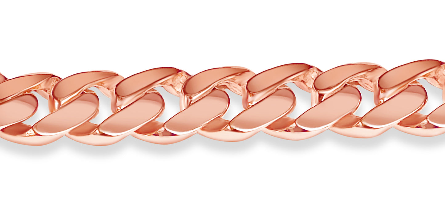 Curb Solid White/Yellow/Rose Gold Handmade Bracelet , 11mm, 6.5-10 Inch