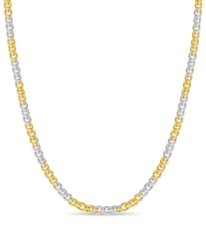 Curb Solid White/Yellow/Rose Gold Handmade Necklace , 11mm, 16-30 Inch