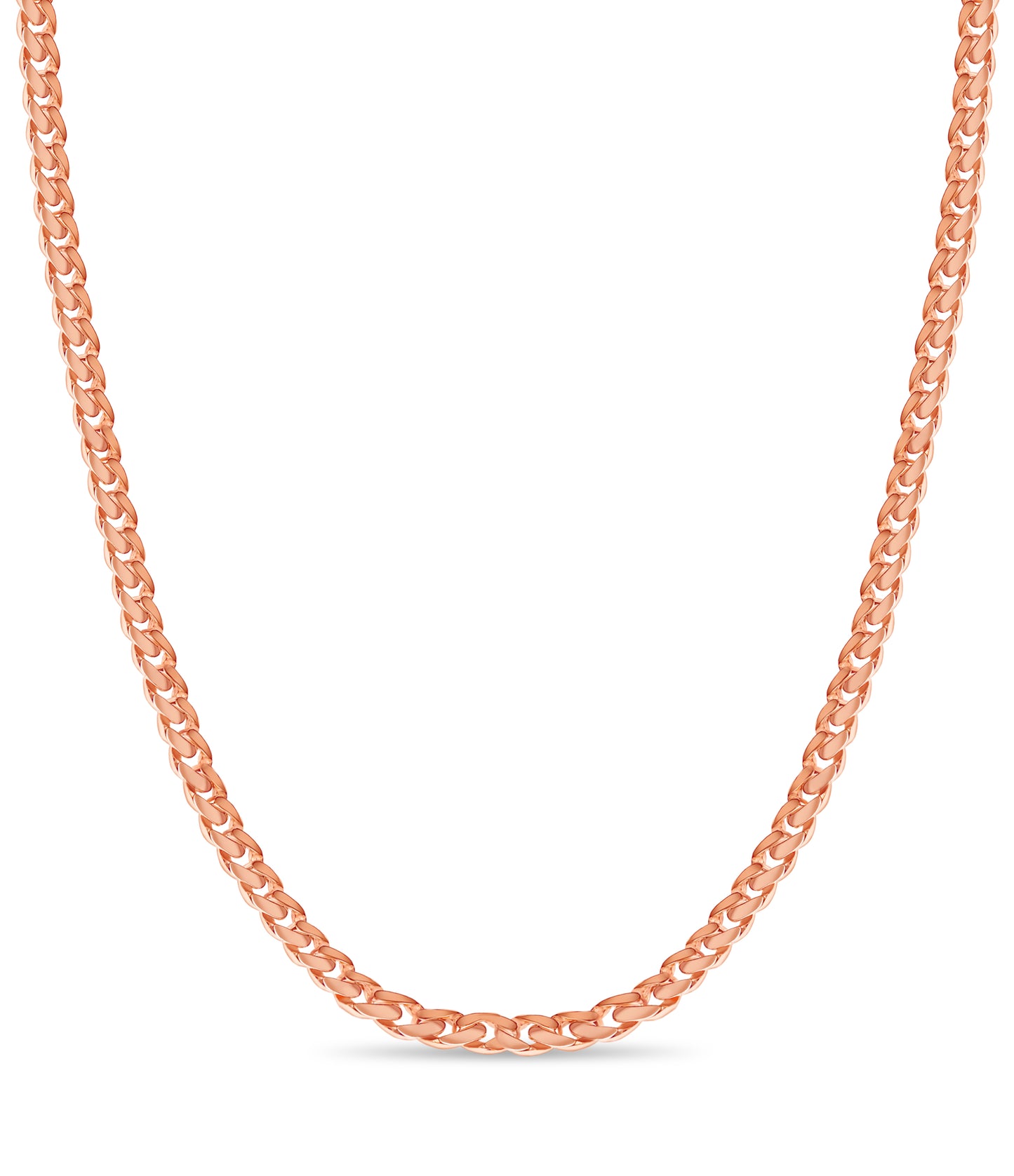 Curb Solid White/Yellow/Rose Gold Handmade Necklace , 11mm, 16-30 Inch