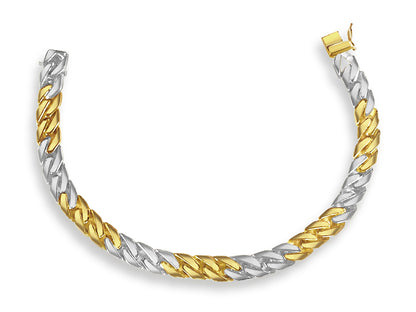 Curb Solid White/Yellow/Rose Gold Handmade Bracelet , 8mm, 6.5-10 Inch