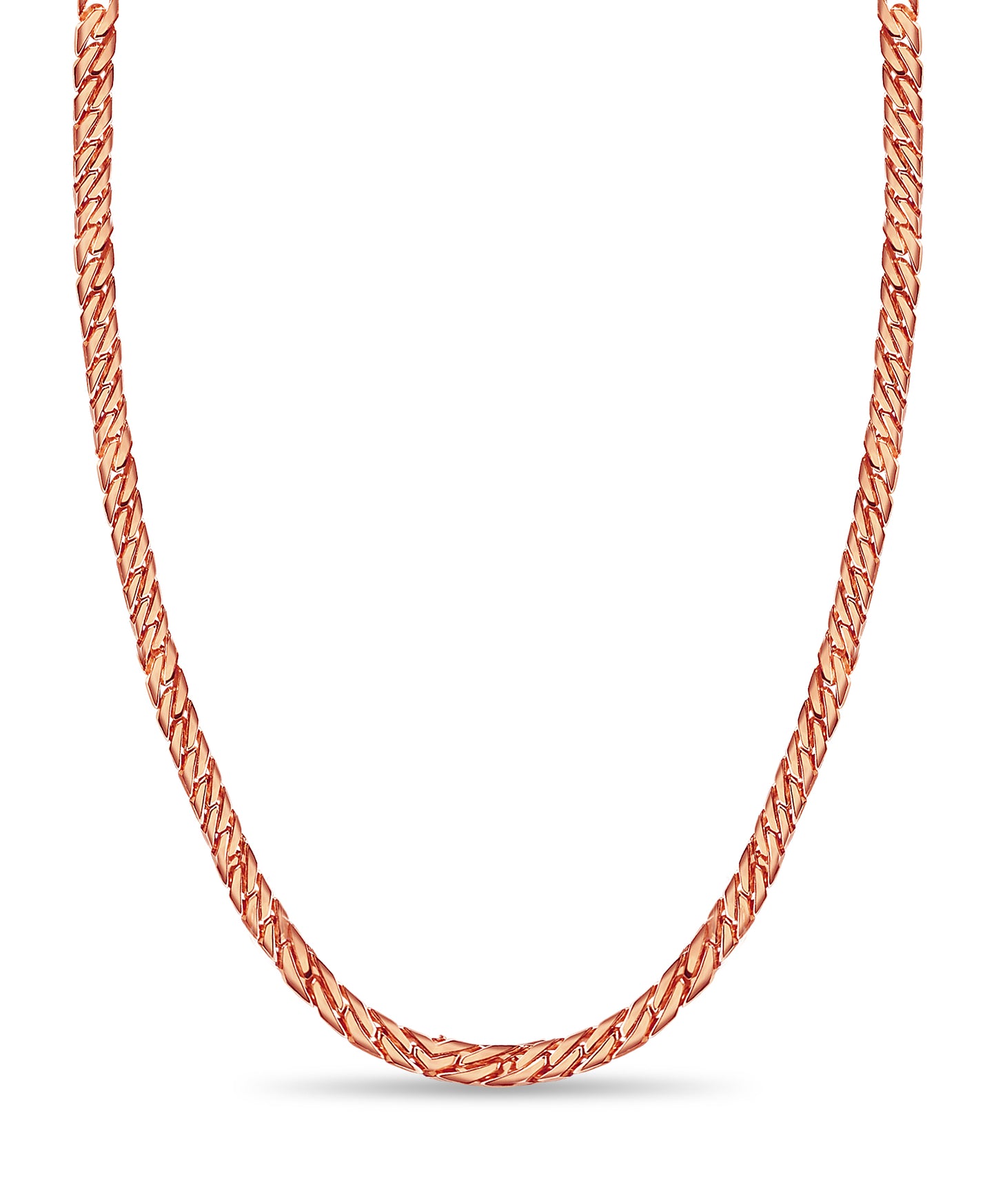 Curb Solid White/Yellow/Rose Gold Handmade Necklace , 8mm, 16-30 Inch