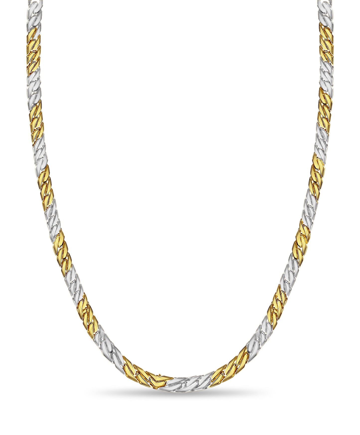 Curb Solid White/Yellow/Rose Gold Handmade Necklace , 8mm, 16-30 Inch