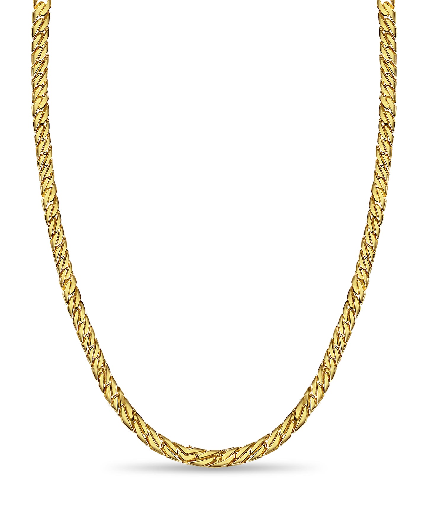 Curb Solid White/Yellow/Rose Gold Handmade Necklace , 8mm, 16-30 Inch