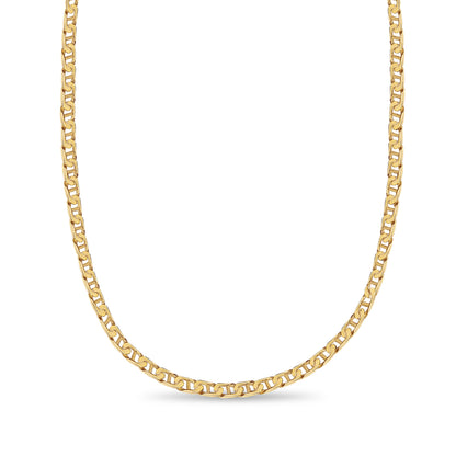 Mariner Solid White/Yellow/Rose Gold Handmade Necklace , 7mm, 16-30 Inch