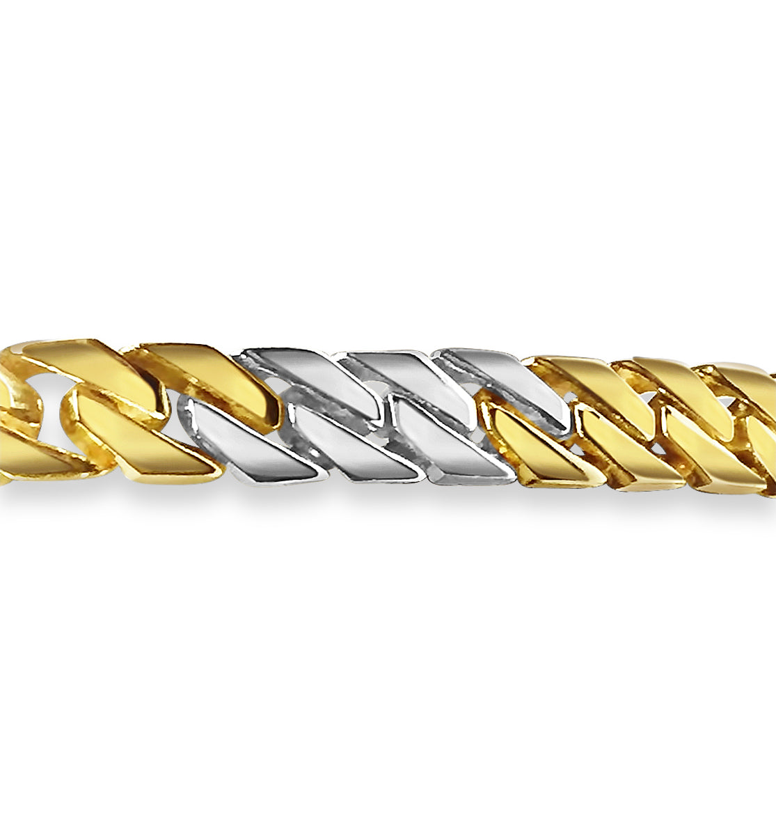 Curb Solid White/Yellow/Rose Gold Handmade Bracelet , 8mm, 6.5-10 Inch