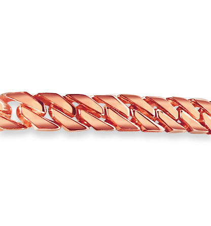 Curb Solid White/Yellow/Rose Gold Handmade Bracelet , 8mm, 6.5-10 Inch