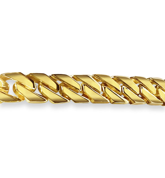 Curb Solid White/Yellow/Rose Gold Handmade Bracelet , 8mm, 6.5-10 Inch