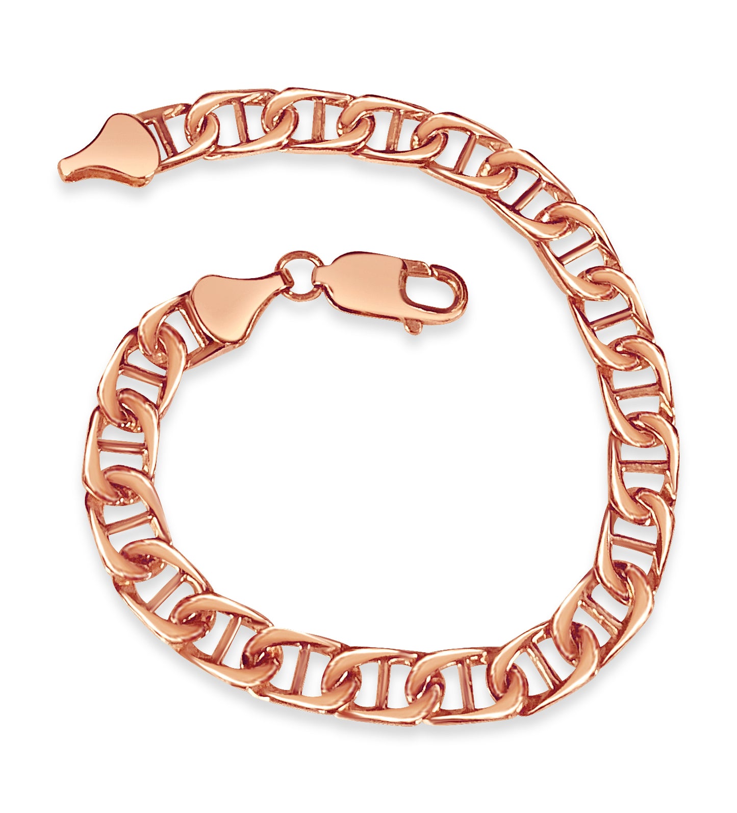 Mariner Solid White/Yellow/Rose Gold Handmade Bracelet , 7mm, 6.5-10 Inch