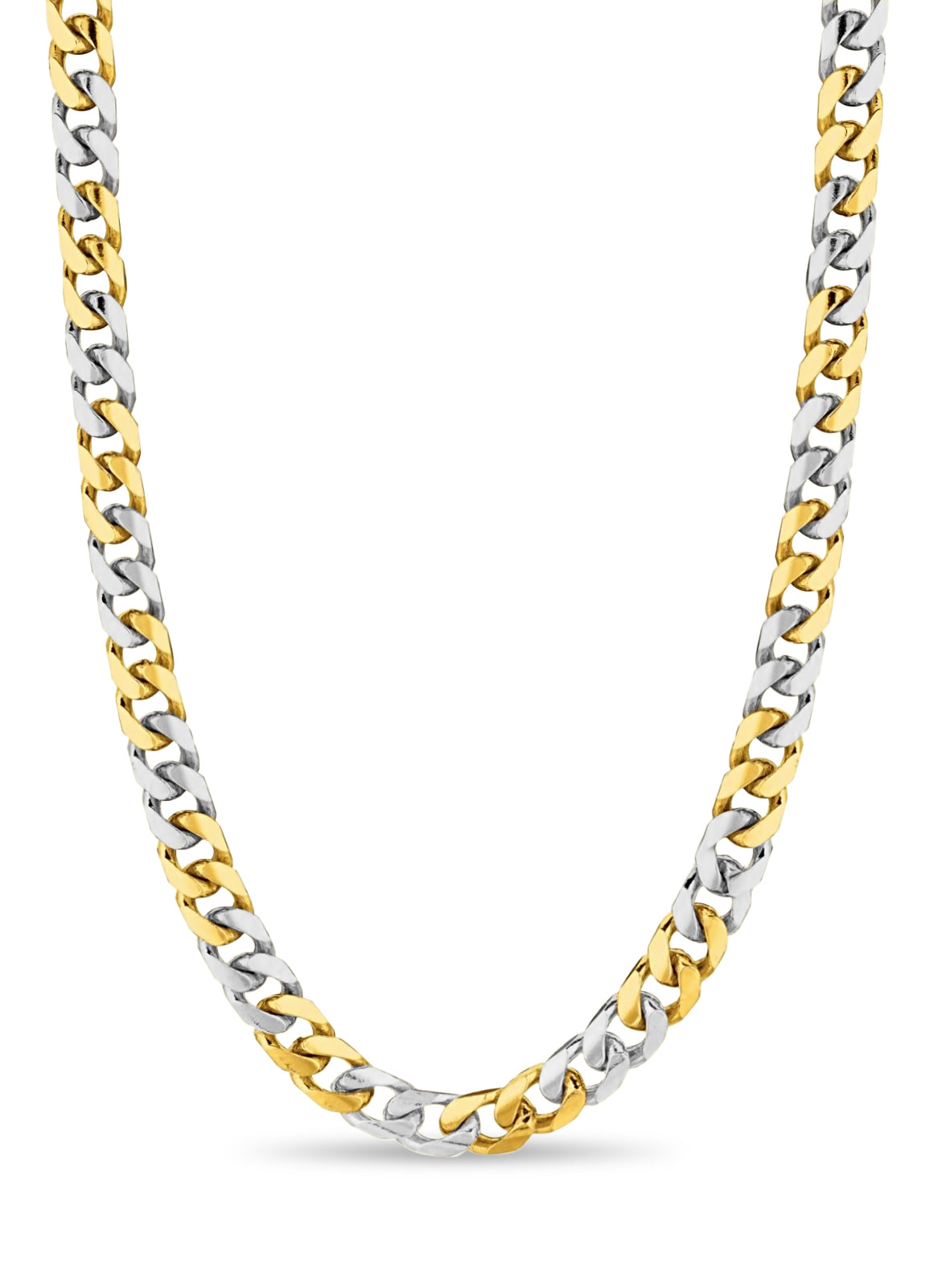 Miami Cuban Solid White/Yellow/Rose Gold Handmade Necklace , 7mm, 16-30 Inch