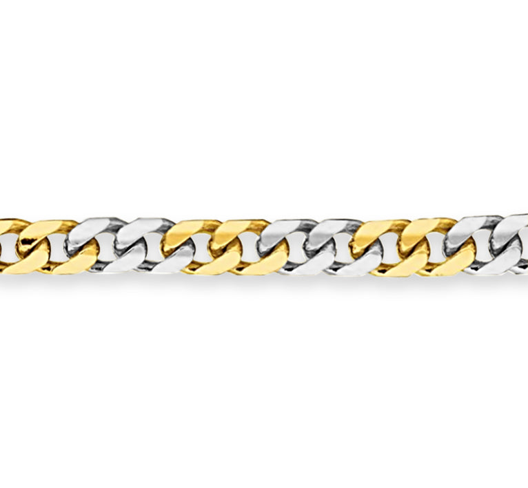 Miami Cuban Solid White/Yellow/Rose Gold Handmade Bracelet , 7mm, 6.5-10 Inch