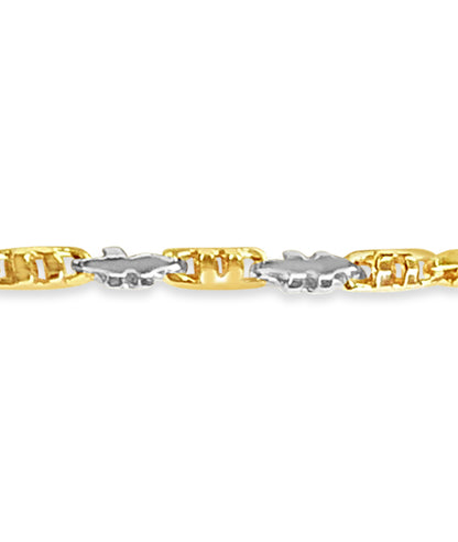 Anchor Mariner Solid White/Yellow/Rose Gold Handmade Bracelet , 6mm, 6.5-10 Inch