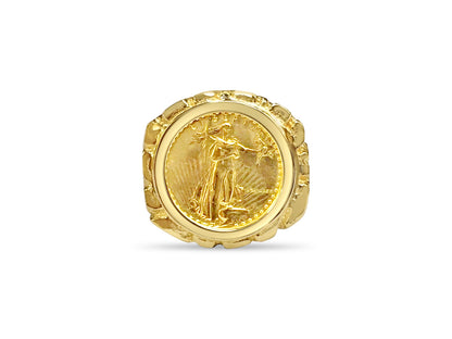 Nugget Solid White/Yellow/Rose Gold Handmade Coin Ring , 1/10oz Coin ,