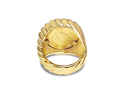 Fancy Solid White/Yellow/Rose Gold Handmade Coin Ring , Indian Head Coin ,