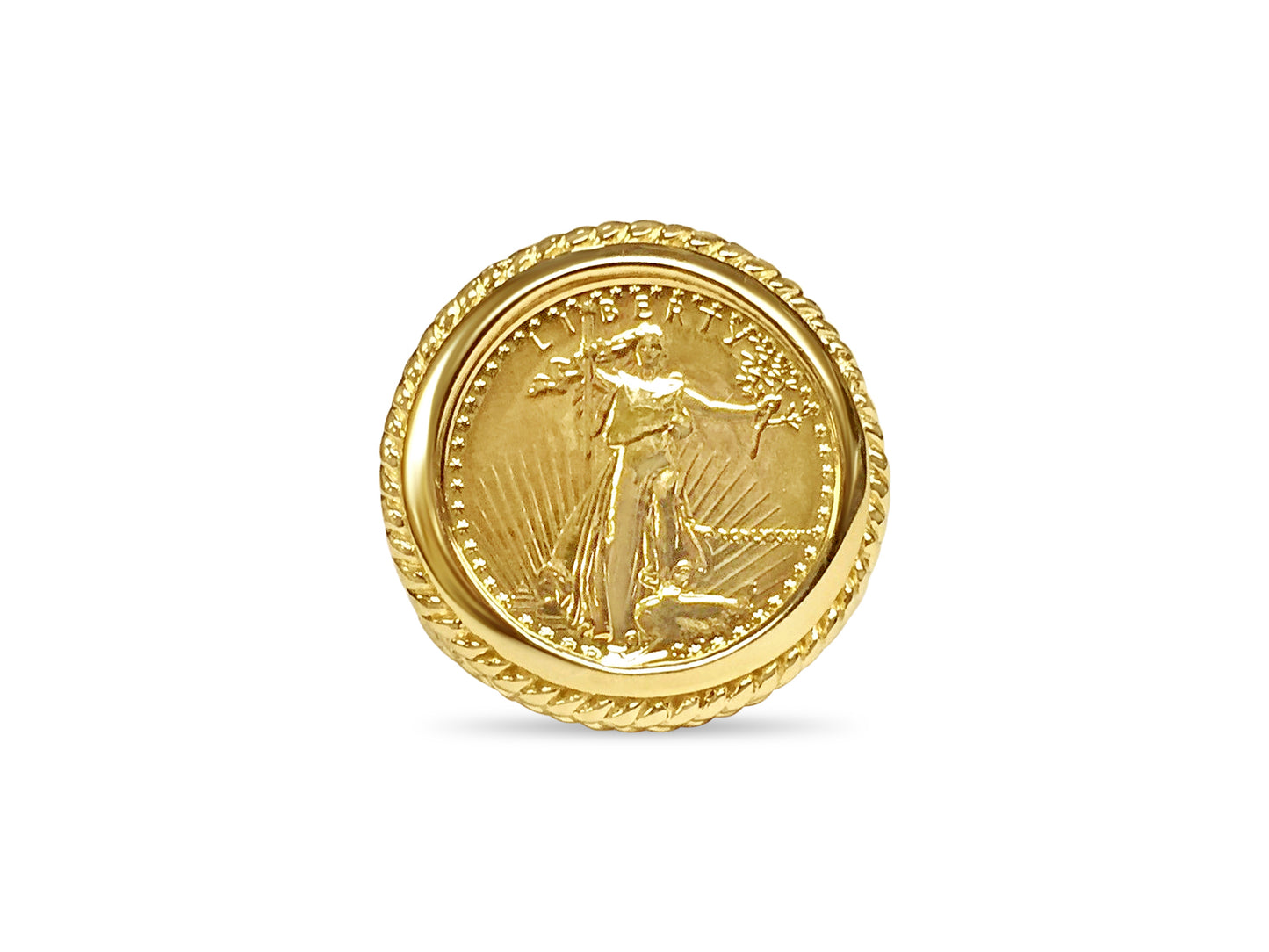 Fancy Solid White/Yellow/Rose Gold Handmade Coin Ring , 1/10oz Coin ,