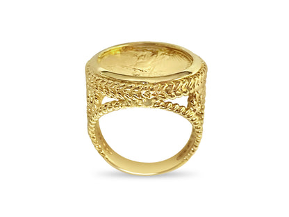 Fancy Solid White/Yellow/Rose Gold Handmade Coin Ring , 1/10oz Coin ,