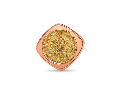 Fancy Solid White/Yellow/Rose Gold Handmade Coin Ring , 2.5 Pesos Coin ,