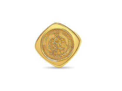 Fancy Solid White/Yellow/Rose Gold Handmade Coin Ring , 2.5 Pesos Coin ,