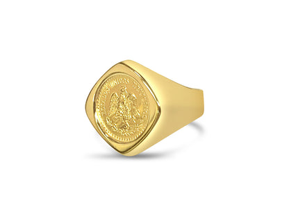 Fancy Solid White/Yellow/Rose Gold Handmade Coin Ring , 2.5 Pesos Coin ,