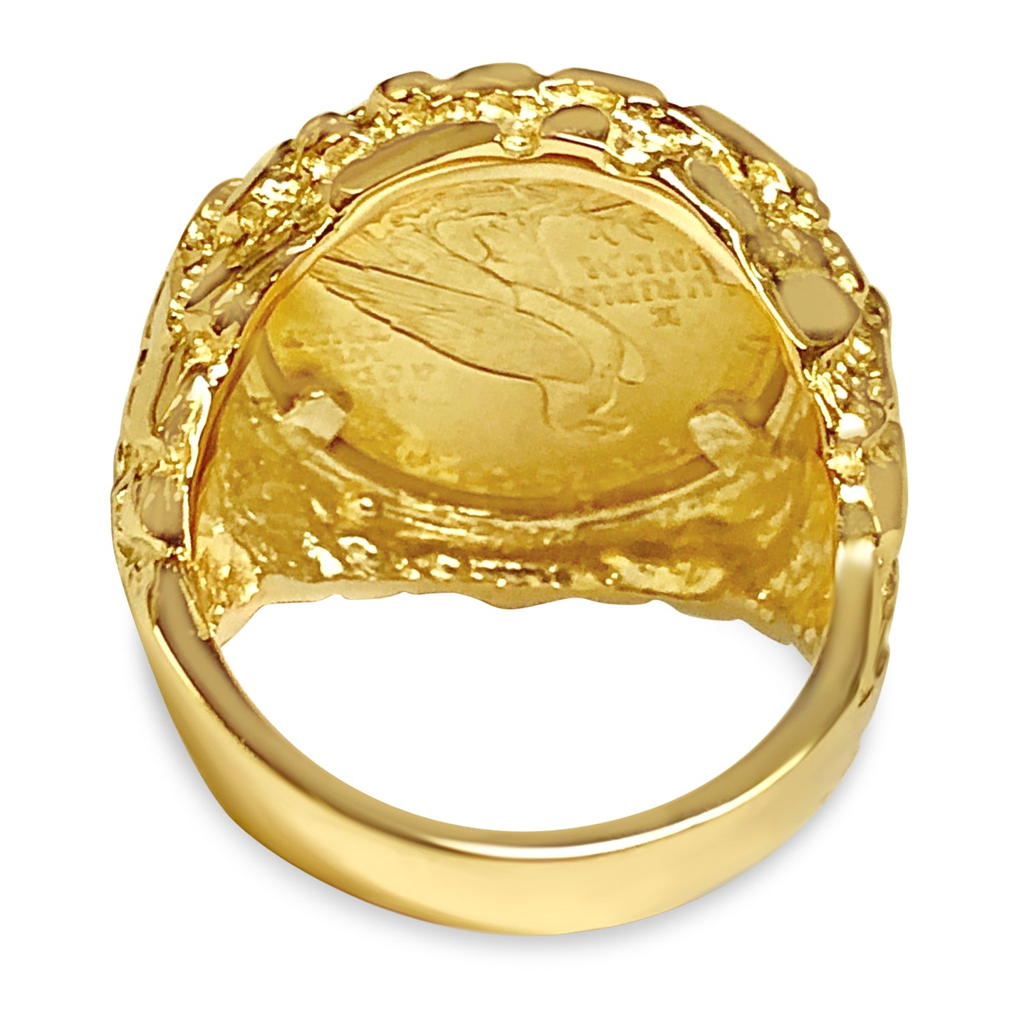 Nugget Solid White/Yellow/Rose Gold Handmade Coin Ring , Indian Head Coin ,