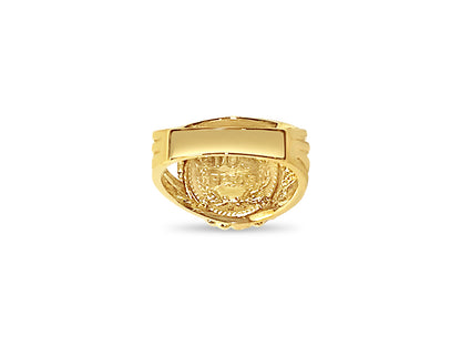 Fancy Solid White/Yellow/Rose Gold Handmade Coin Ring , Dos Pesos Coin ,