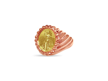 Fancy Solid White/Yellow/Rose Gold Handmade Coin Ring , 1/10oz Coin ,